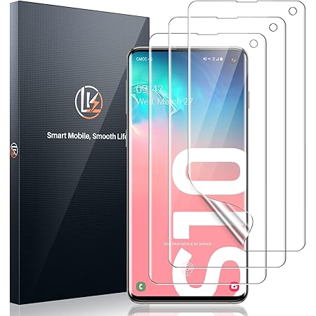 LK 3 Stück Schutzfolie kompatibel mit Samsung Galaxy S10, S10 Folie, Fingerabdruck-ID unterstützen Blasenfreie Klar HD Weich TPU Displayschutzfolie